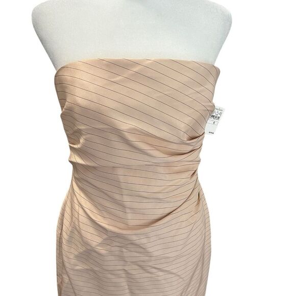 Kay Unger Silk Pinstripe Strapless Cocktail Dress NWT Size 6 - Picture 3 of 9
